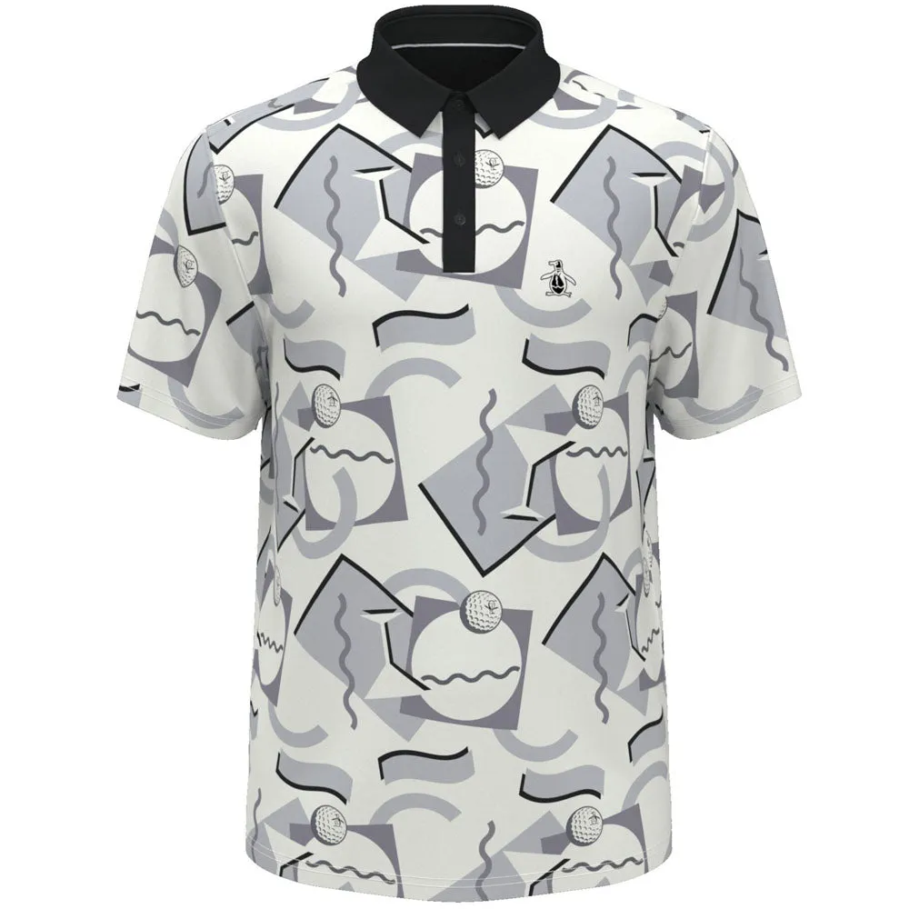 Original Penguin All Over Abstract Polo Shirt - Bright White Walk with Power