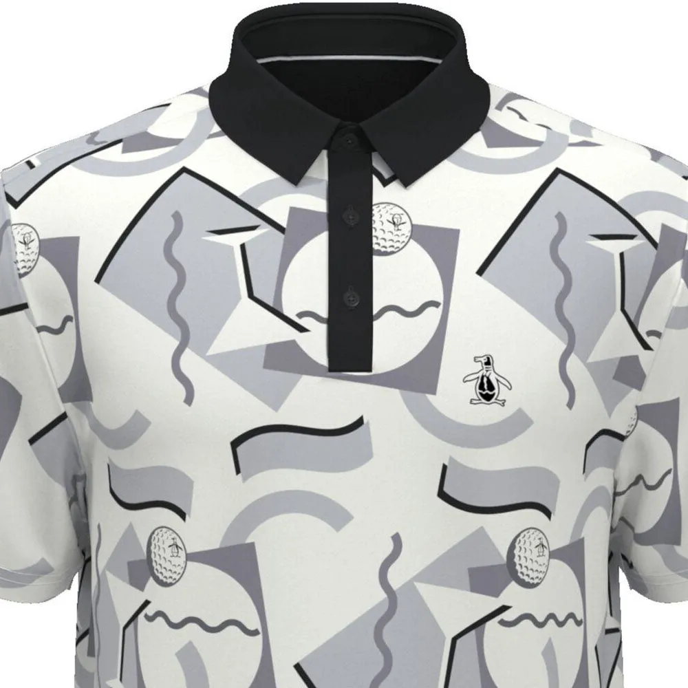 Original Penguin All Over Abstract Polo Shirt - Bright White Made to Move