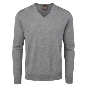 Oscar Jacobson Weston V-Neck Merino Sweater - Dark Grey Built to Move You Command Attention