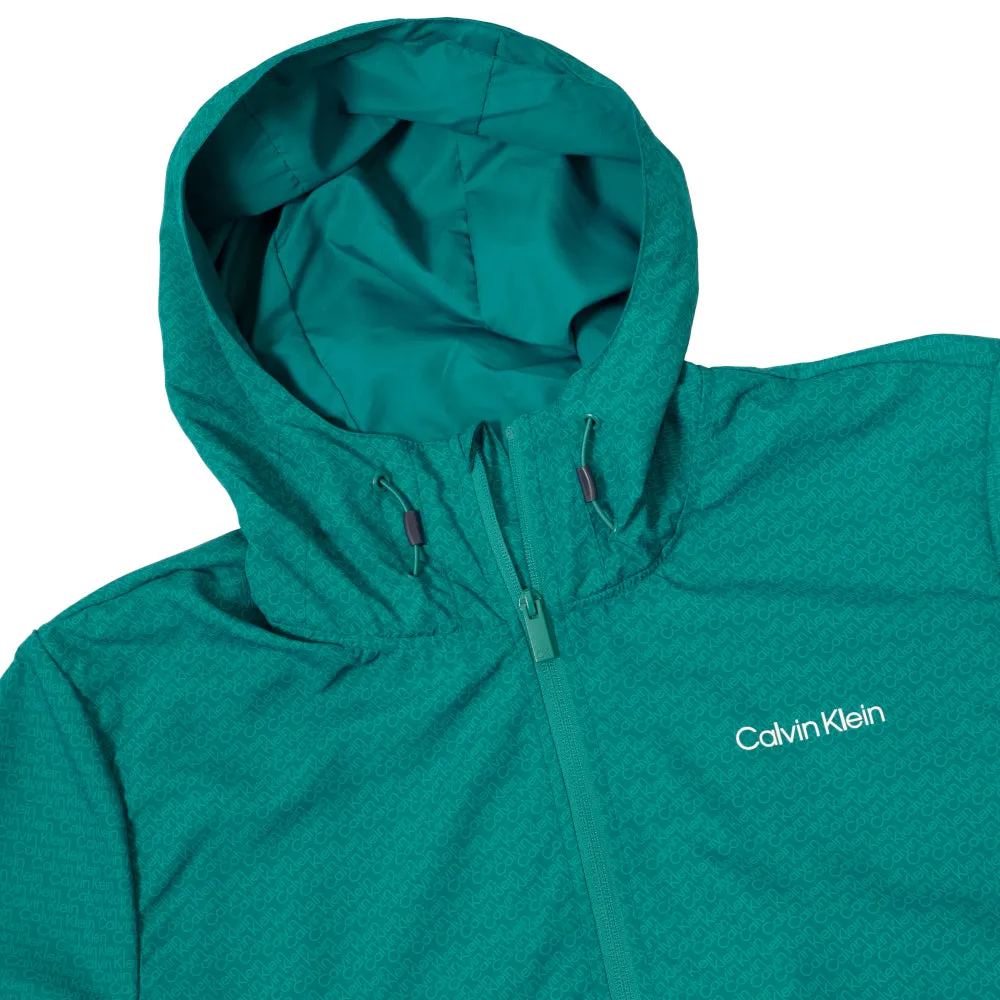 The Fast Lane Choice Walk with Purpose Calvin Klein Printed Windbreaker Jacket - Sea Green