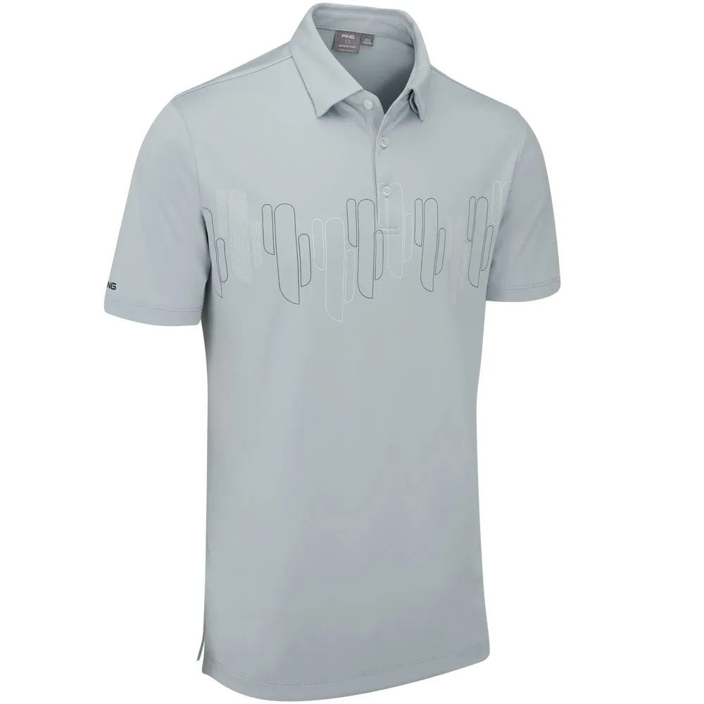 Ping Arizona Cactus Print Polo Shirt - Pearl Grey Performance Unleashed