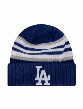 Los Angeles Dodgers New Era MLB Stripe Pomless Hit Knit Beanie - Blue