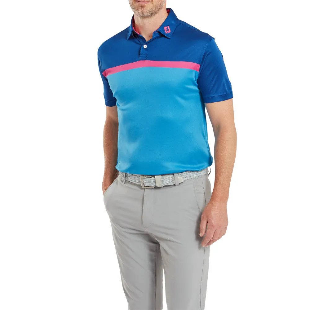 Footjoy Colour Block Interlock Polo Shirt - Ocean Chase What Moves You Unleash Your Power