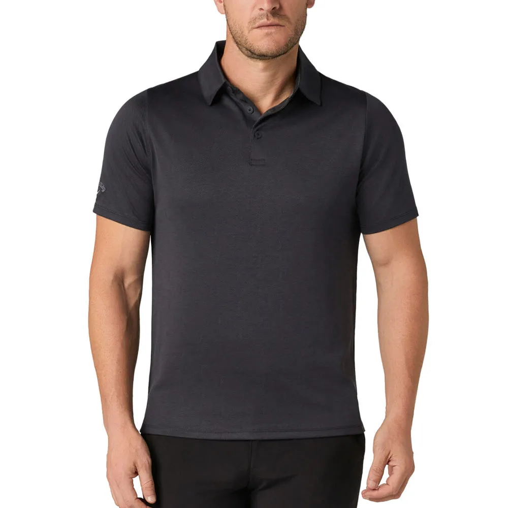 Callaway Chev Twill Jacquard Polo Shirt - Caviar President's Day Sale Black Friday Deal