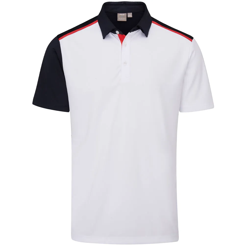 Empower Your Journey Fuel Your Fire Ping Mack Sensorcool Polo Shirt - White/Navy