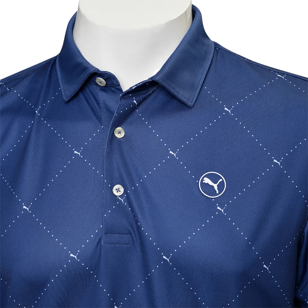 Built to Perform Puma Pure 2.0 Argyle Polo Shirt - Blue Crystal/White Glow