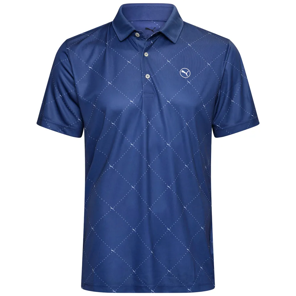Rise Every Time Puma Pure 2.0 Argyle Polo Shirt - Blue Crystal/White Glow