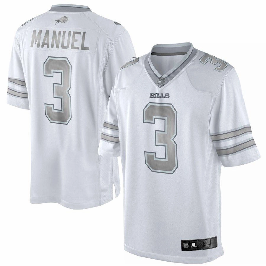 Men's Buffalo Bills EJ Manuel White Platinum Limited Jersey