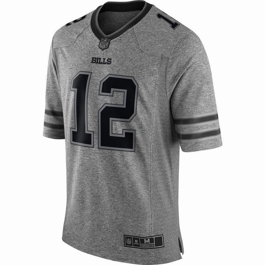 Men's Buffalo Bills Jim Kelly Gray Gridiron Gray Limited Jersey