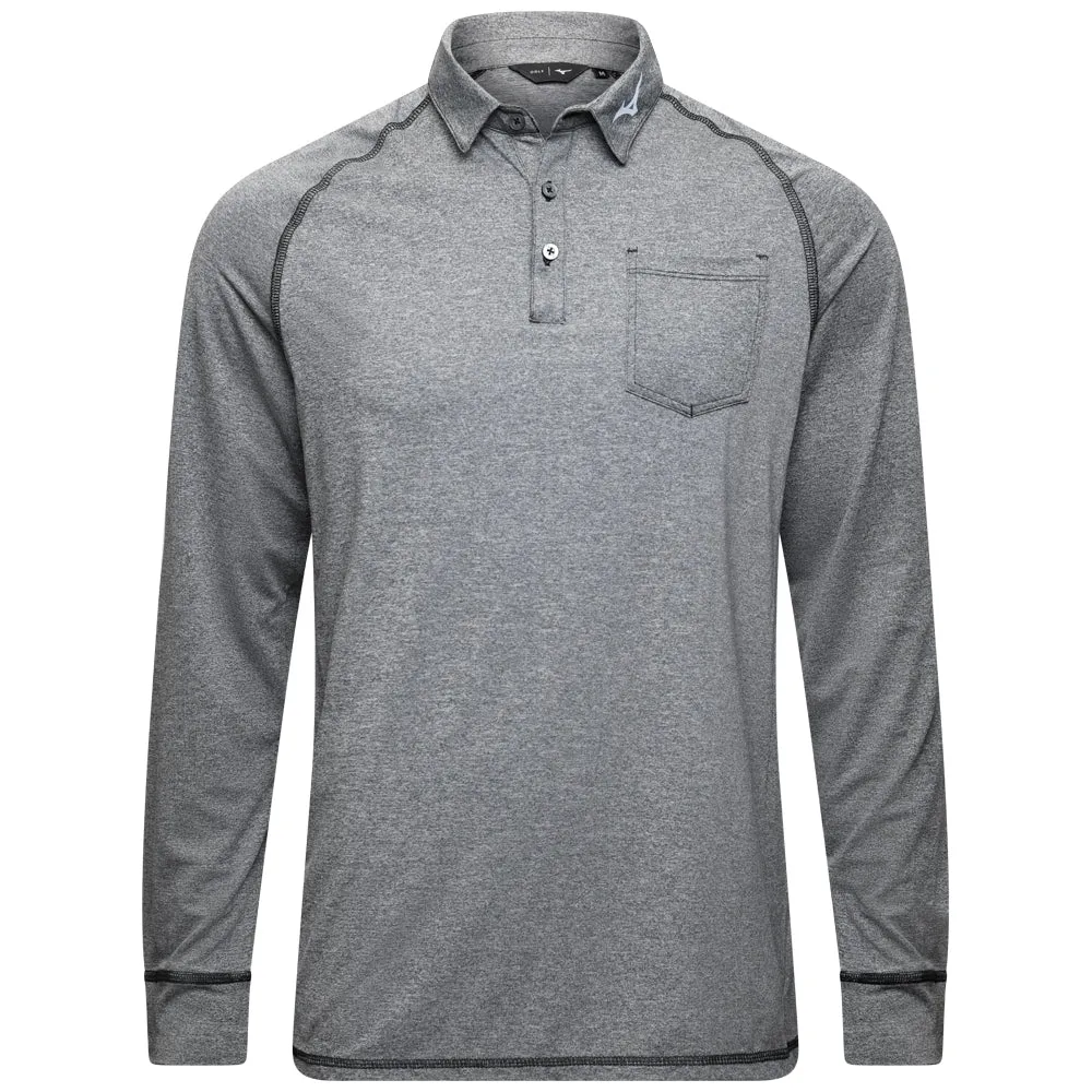 Loud Looks, Smooth Moves Mizuno Melange Longsleeve Polo Shirt - Black