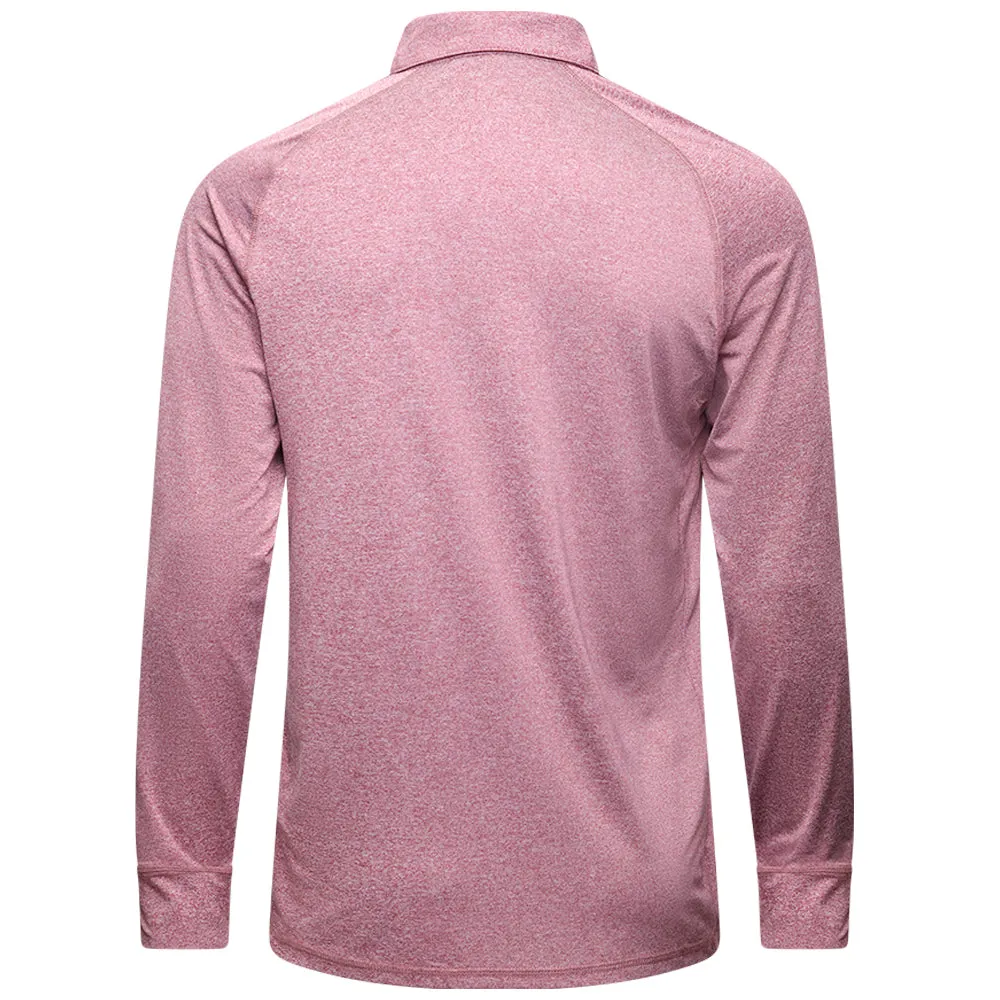 Mizuno Melange Longsleeve Polo Shirt - Burgundy Walk with Purpose Black Friday Exclusive