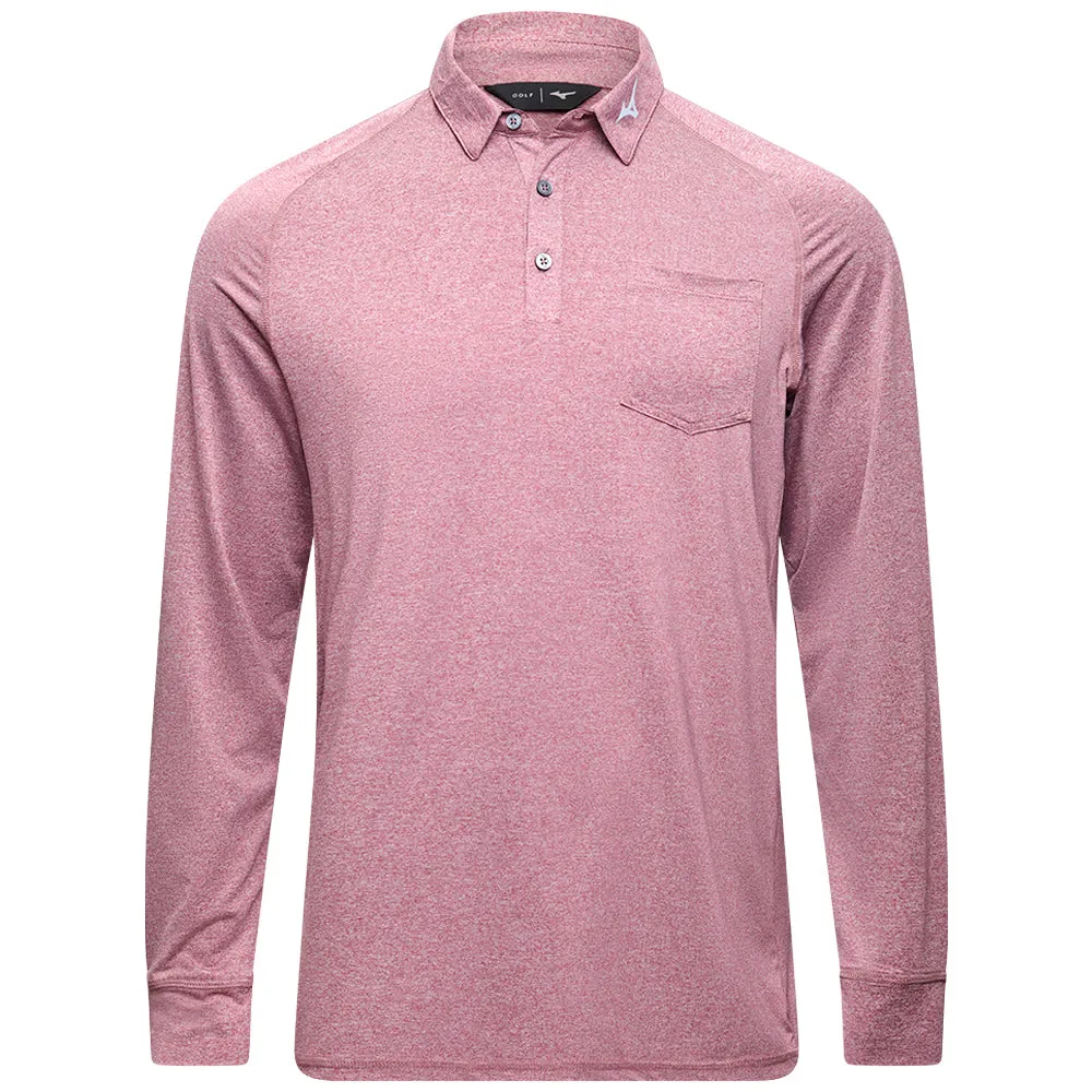 Limited Time Offer Mizuno Melange Longsleeve Polo Shirt - Burgundy