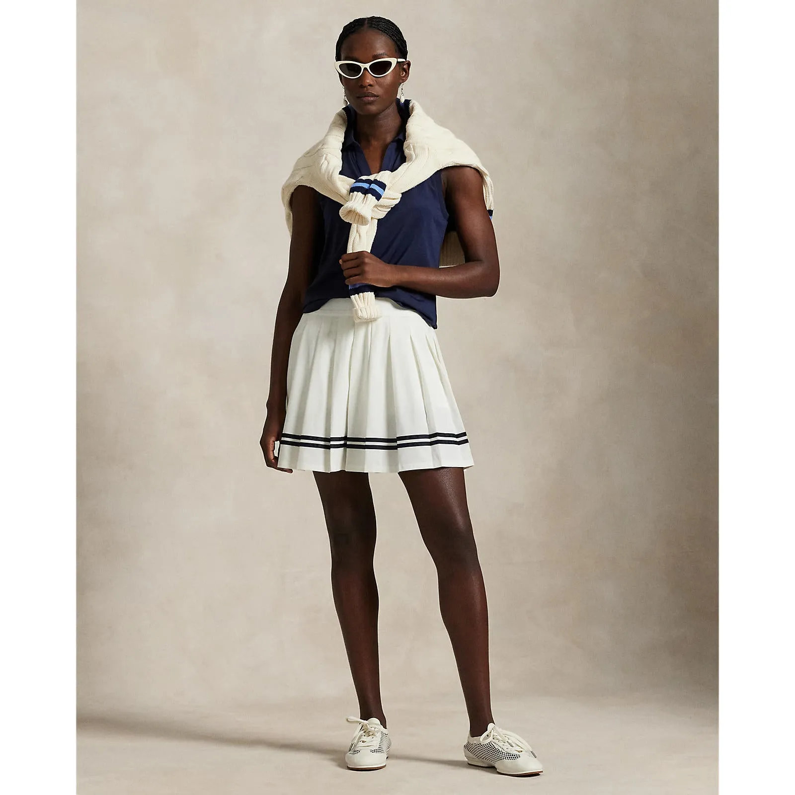 Rlx Ralph Lauren Women'S Tour Pique V-Neck Sleeveless Polo Shirt - Refined Navy Winter Sale