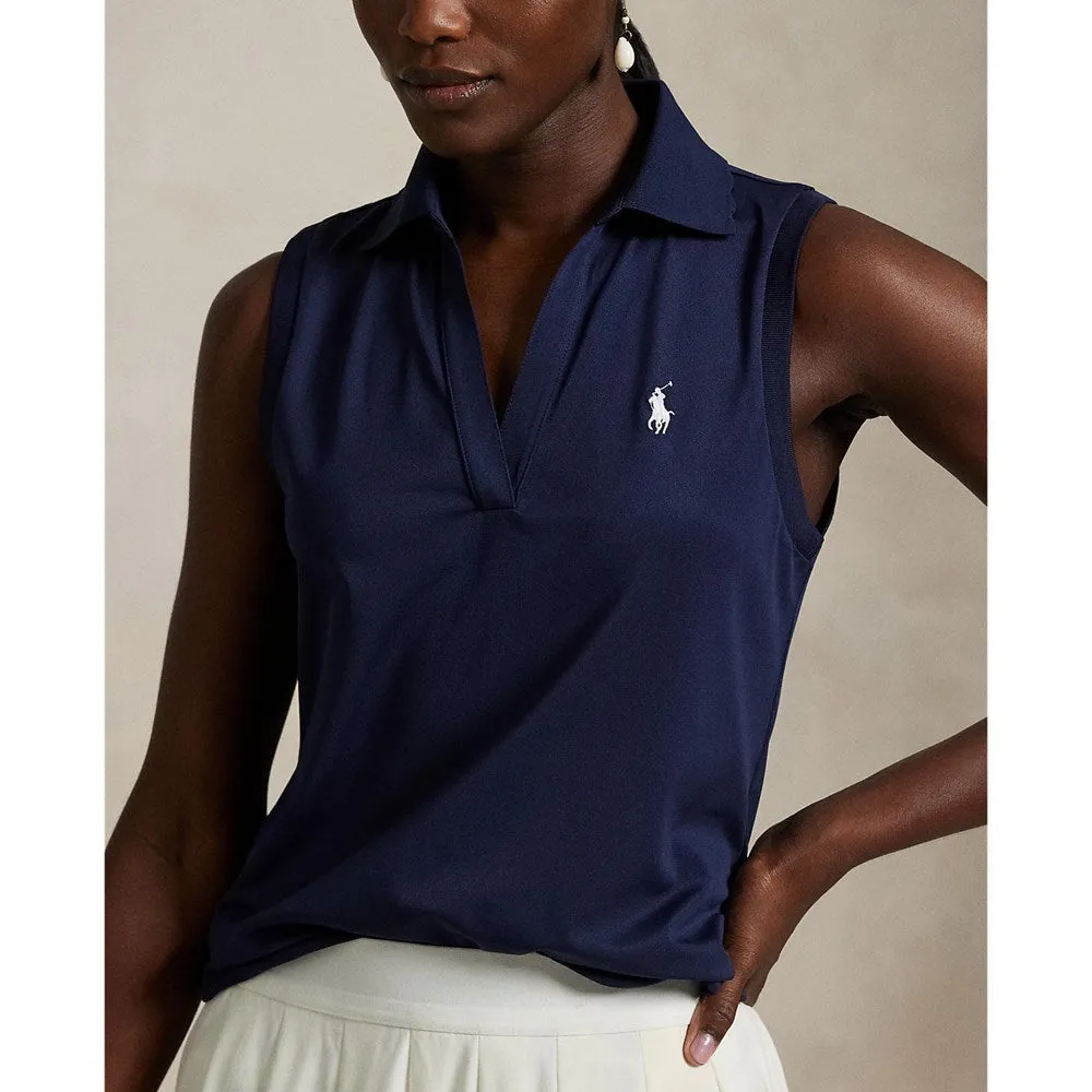 Steal Cyber Monday Sale Rlx Ralph Lauren Women'S Tour Pique V-Neck Sleeveless Polo Shirt - Refined Navy
