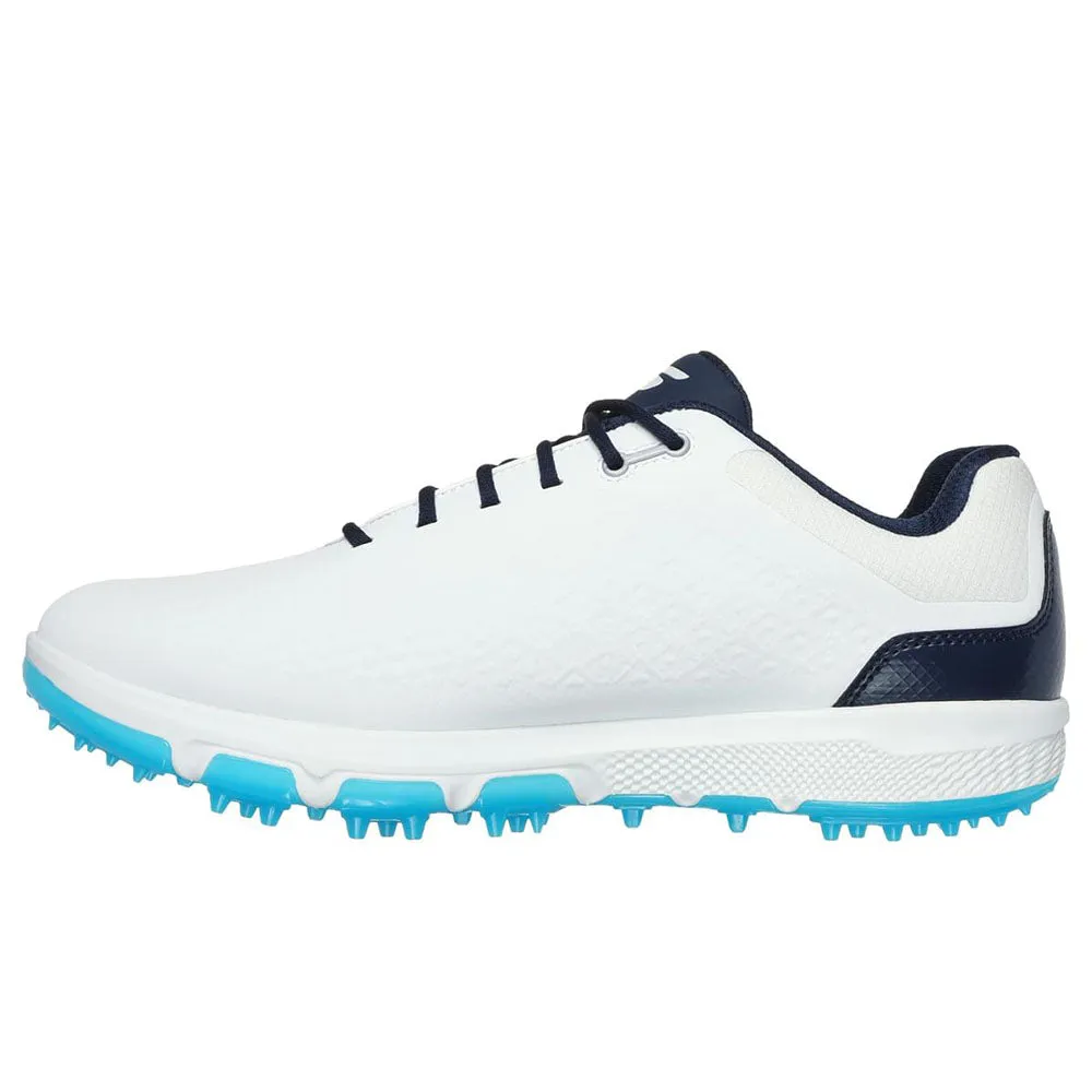 Built for the Bold Skechers Go Golf Pro 6 Spikeless Waterproof Shoes - White/Navy/Blue
