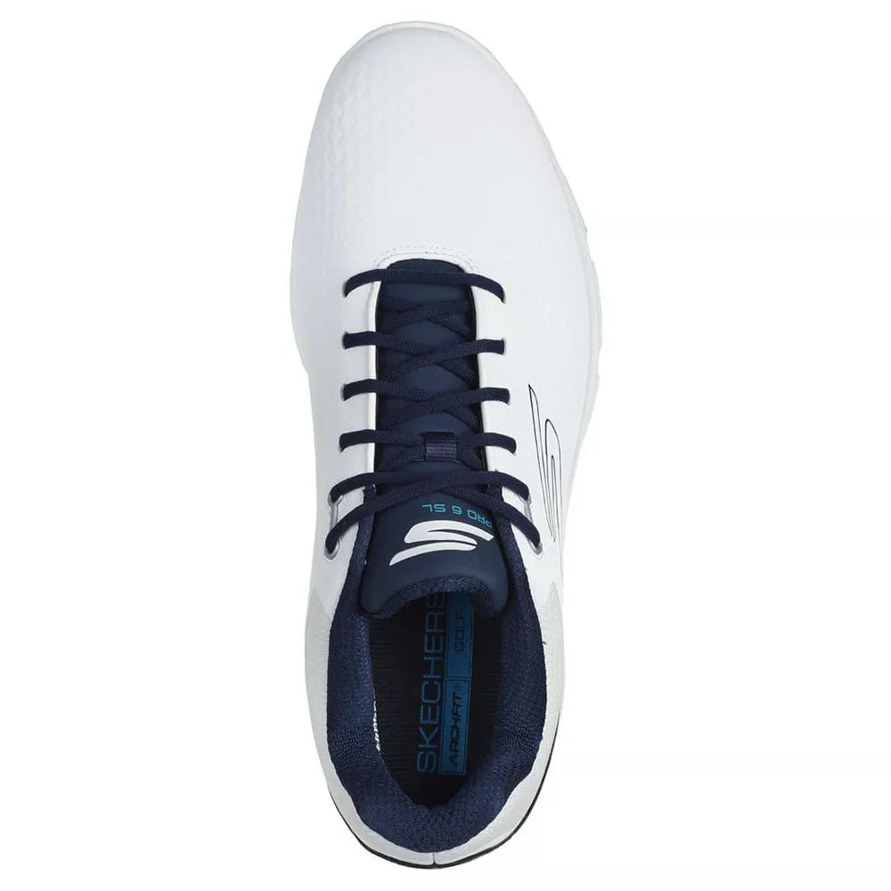 Own the Vibe Cyber Monday Sale Skechers Go Golf Pro 6 Spikeless Waterproof Shoes - White/Navy/Blue