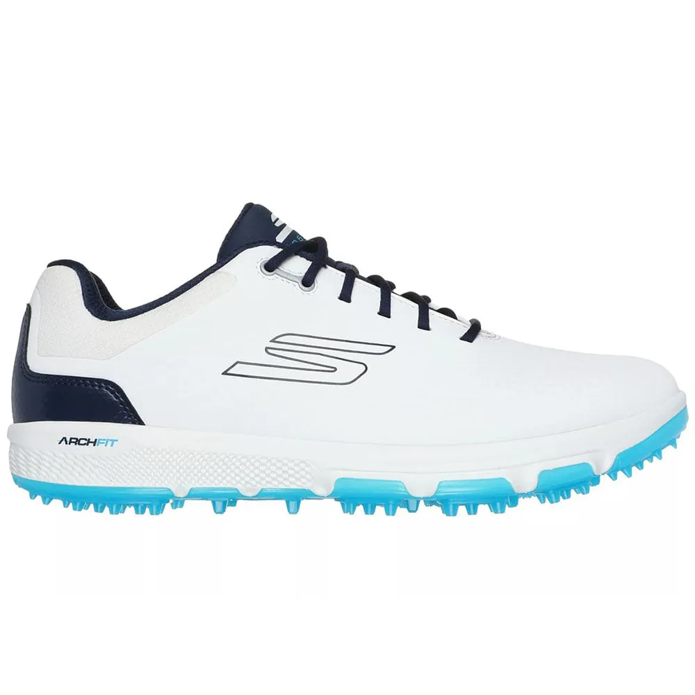 Skechers Go Golf Pro 6 Spikeless Waterproof Shoes - White/Navy/Blue Rule the Streets