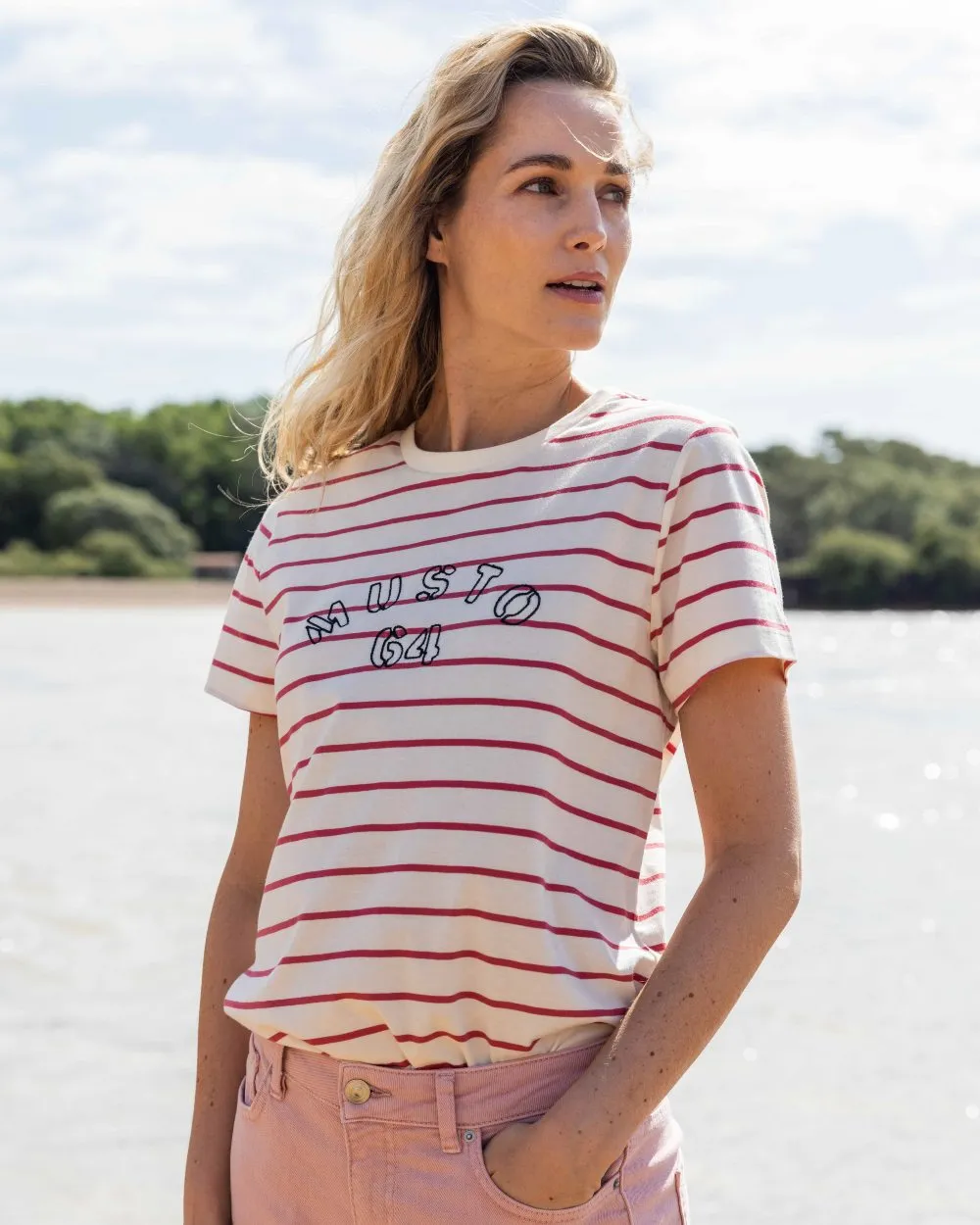 Musto Womens Classic Striped Short Sleeve T-Shirt Sailing Logo T-shirts