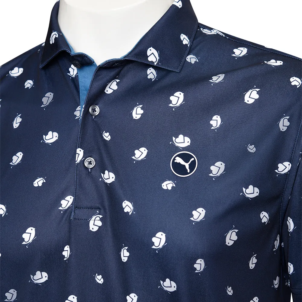 Power Every Step Gear Up and Go Puma Pure Love Birdies Polo Shirt - Deep Navy/White Glow