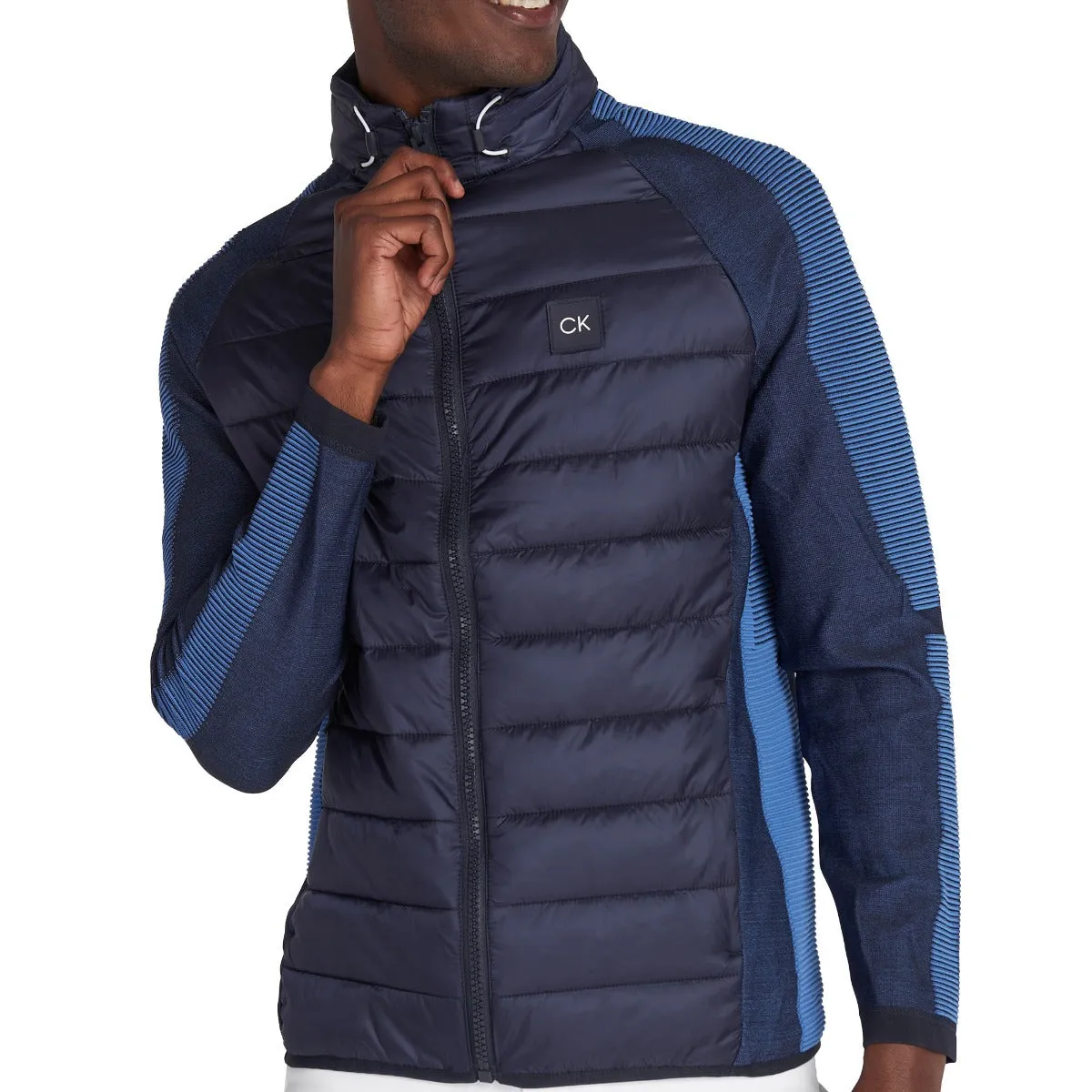Calvin Klein Dynamo Tech Knit Jacket - Navy/Ocean Blue Great Value Gear Up and Go