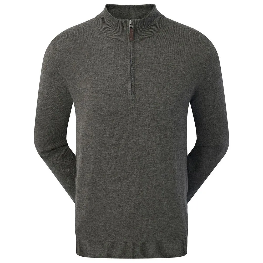 Footjoy Wool Blend 1/2 Zip Pullover - Heather Charcoal Valentine's Day Sale