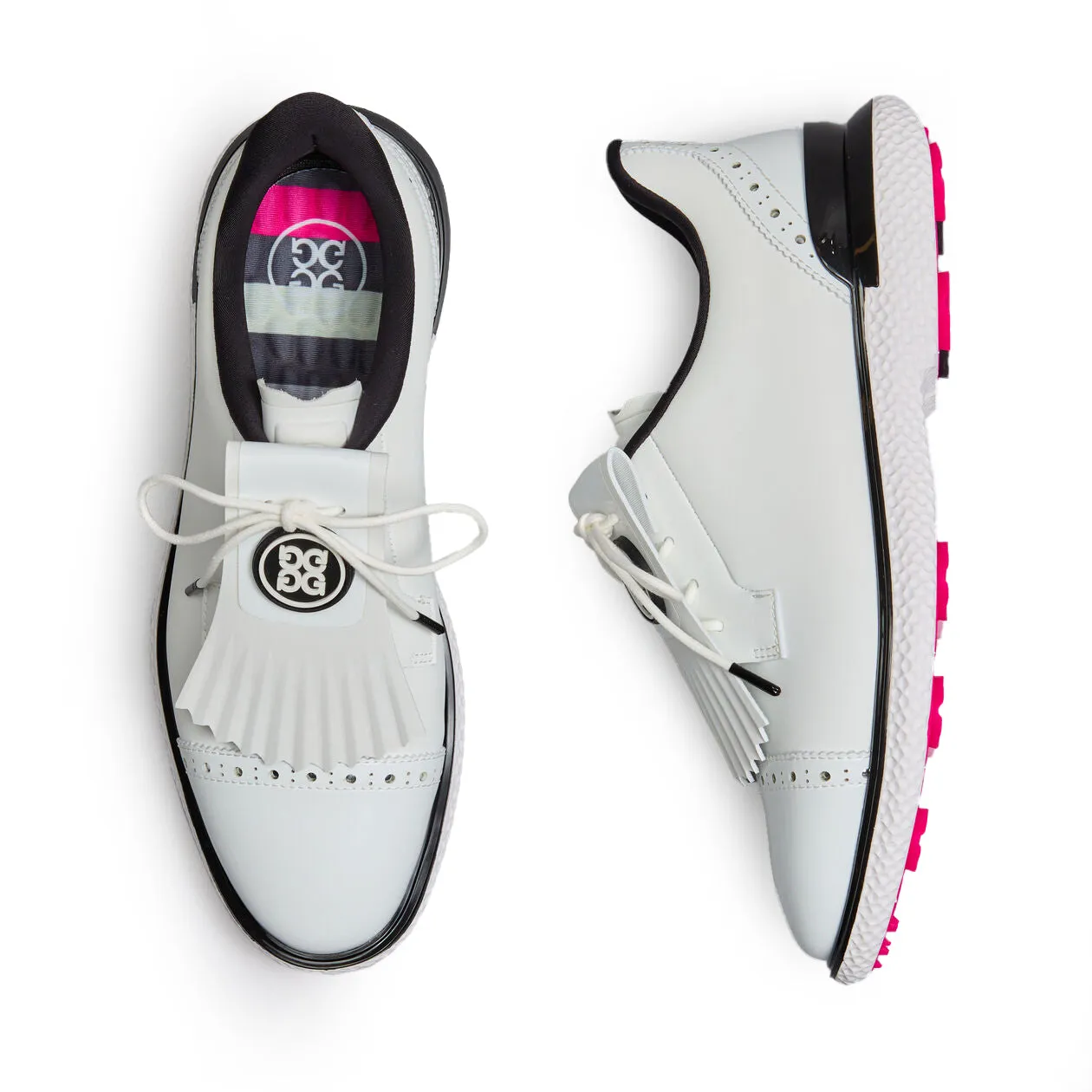 Hit Your Next Level Designed to Dominate G/Fore Women'S Brogue Cap Toe Kiltie Gallivan2R Golf Shoes - Snow/Onyx