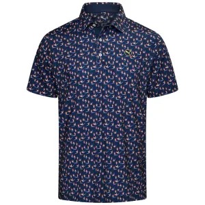 Puma Mattr Paradise Polo Shirt - Deep Navy/Sunny Yellow Chase What Moves You Walk Loud