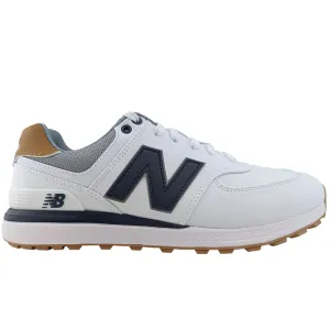 New Balance 574 Greens V2 Spikeless Waterproof Shoes - White/Navy Own the Streets Economical