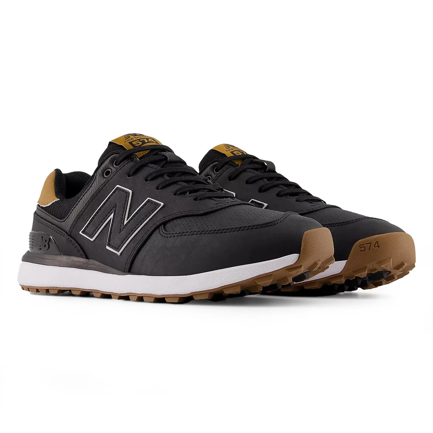 New Balance 574 Greens V2 Spikeless Wide (Ee) Golf Shoes - Black/Gum Move Like You Mean It