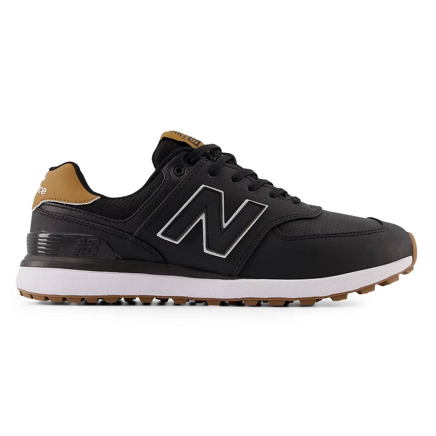 President's Day Sale New Balance 574 Greens V2 Spikeless Wide (Ee) Golf Shoes - Black/Gum