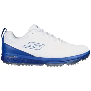 Skechers Go Golf Pro 5 Hyper Spiked Waterproof Shoes - White/Blue Step into the Beat Holiday Sale