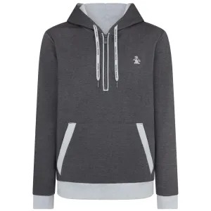 Original Penguin 1/4 Zip Colour Block Hoodie - Dark Caviar Heather Unleash Your Power President's Day Sale