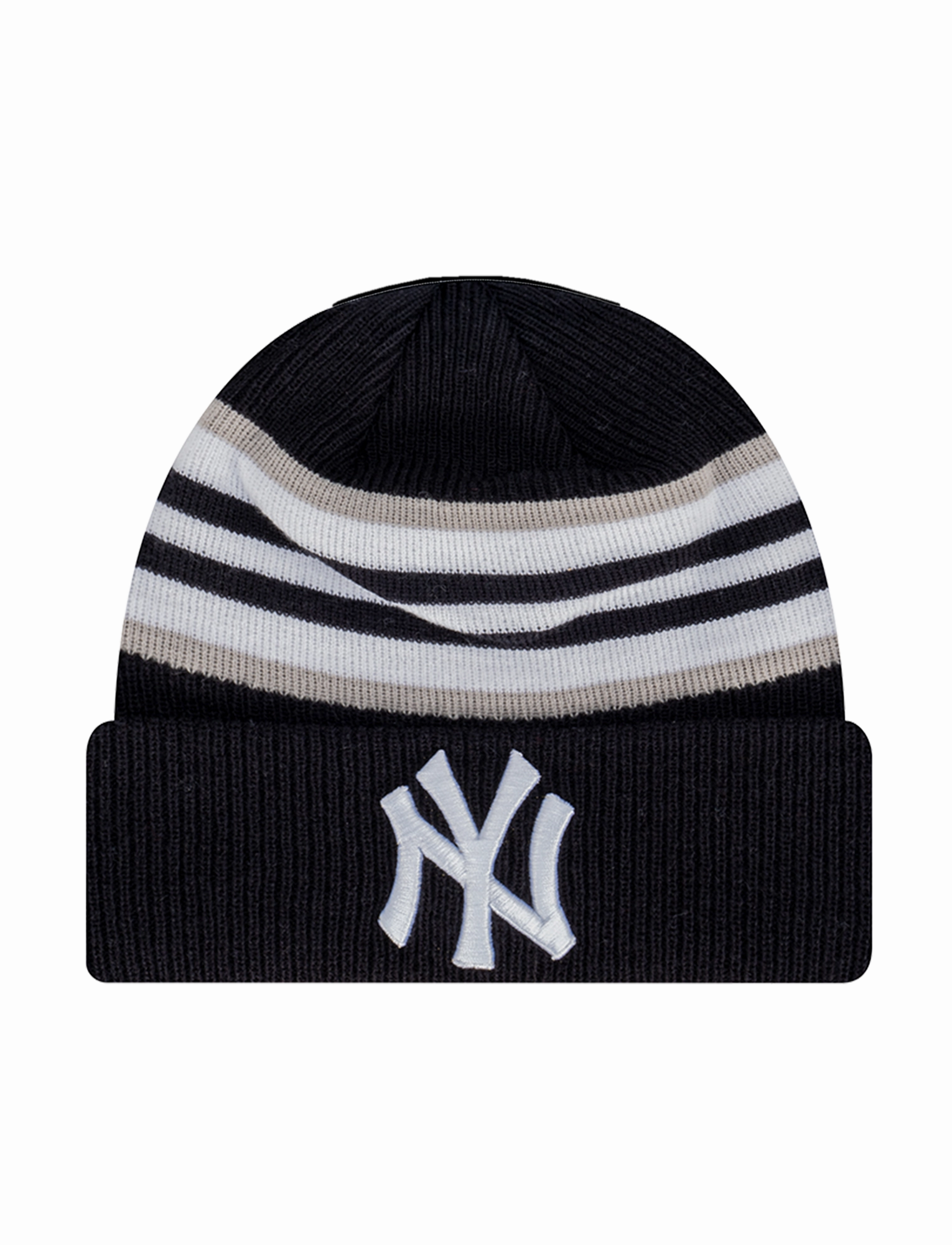 New York Yankees New Era MLB Stripe Hit Pomless Knit Beanie - Navy