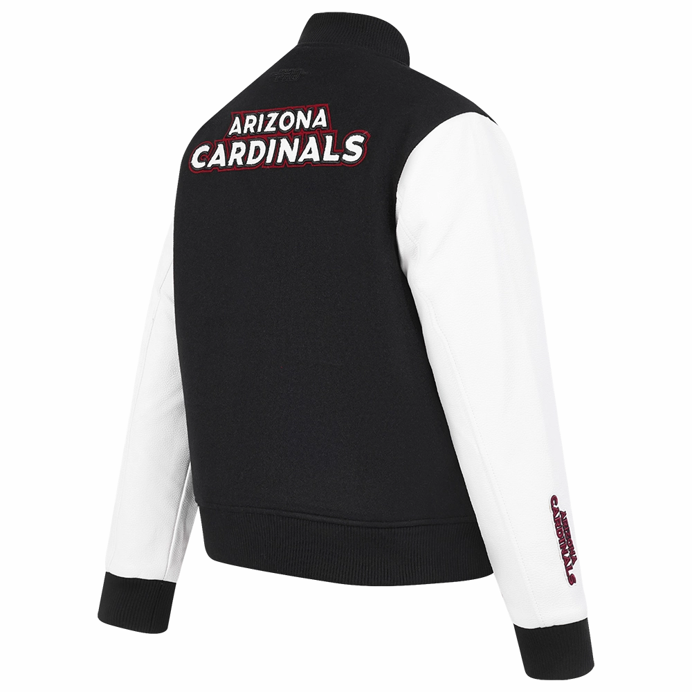 NFL ARIZONA CARDINALS CLASSIC WOMEN'S WOOL VARSITY JACKET (BLACK/WHITE)