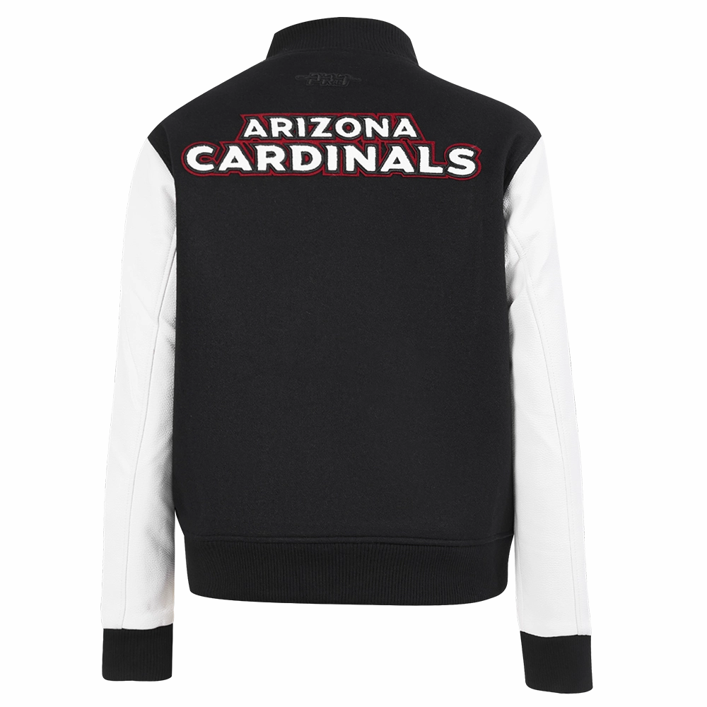 NFL ARIZONA CARDINALS CLASSIC WOMEN'S WOOL VARSITY JACKET (BLACK/WHITE)
