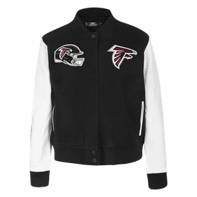NFL ATLANTA FALCONS CLASSIC WOMEN'S WOOL VARSITY JACKET (BLACK/WHITE)