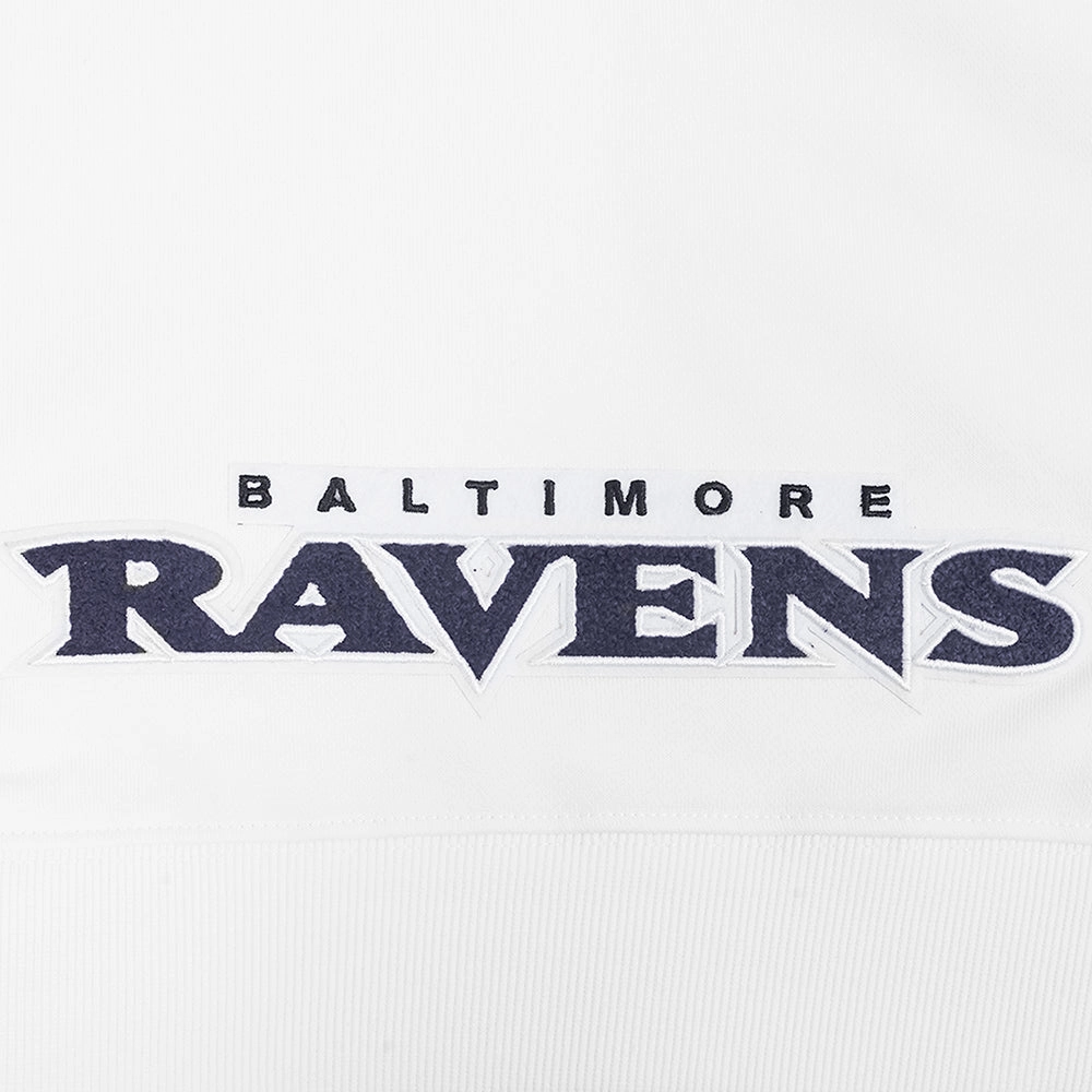 NFL BALTIMORE RAVENS CLASSIC WOMEN'S CROPPED PULLOVER HOODIE (WHITE)