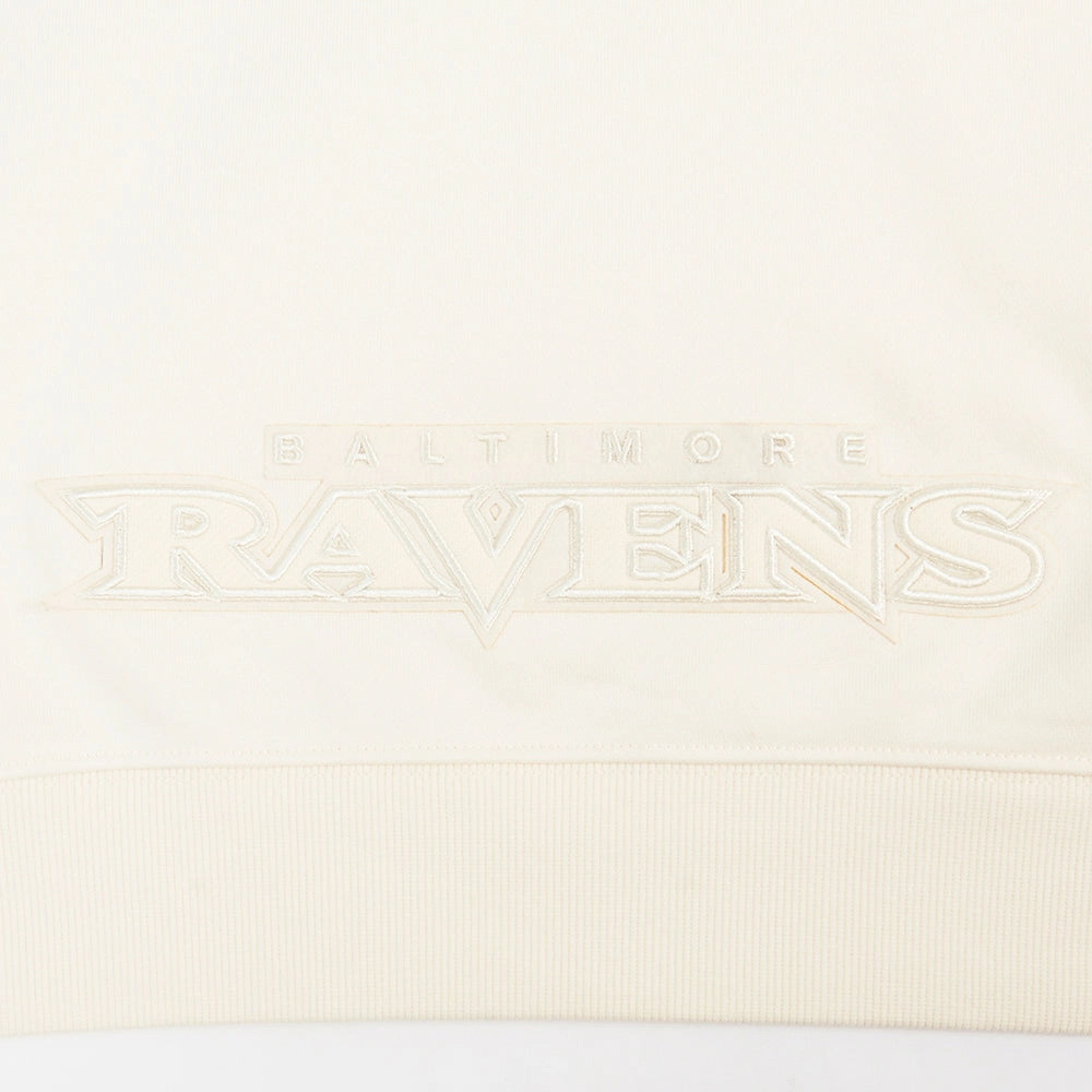 NFL BALTIMORE RAVENS NEUTRAL WOMEN'S CROPPED PULLOVER HOODIE (EGGSHELL)