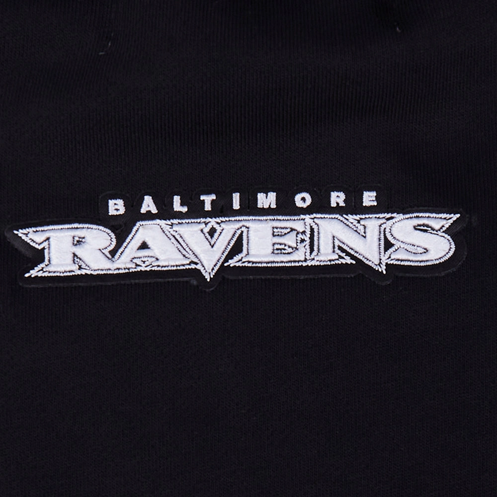 NFL BALTIMORE RAVENS PEARLS WOMEN'S RIB FLEECE CREWNECK (BLACK)