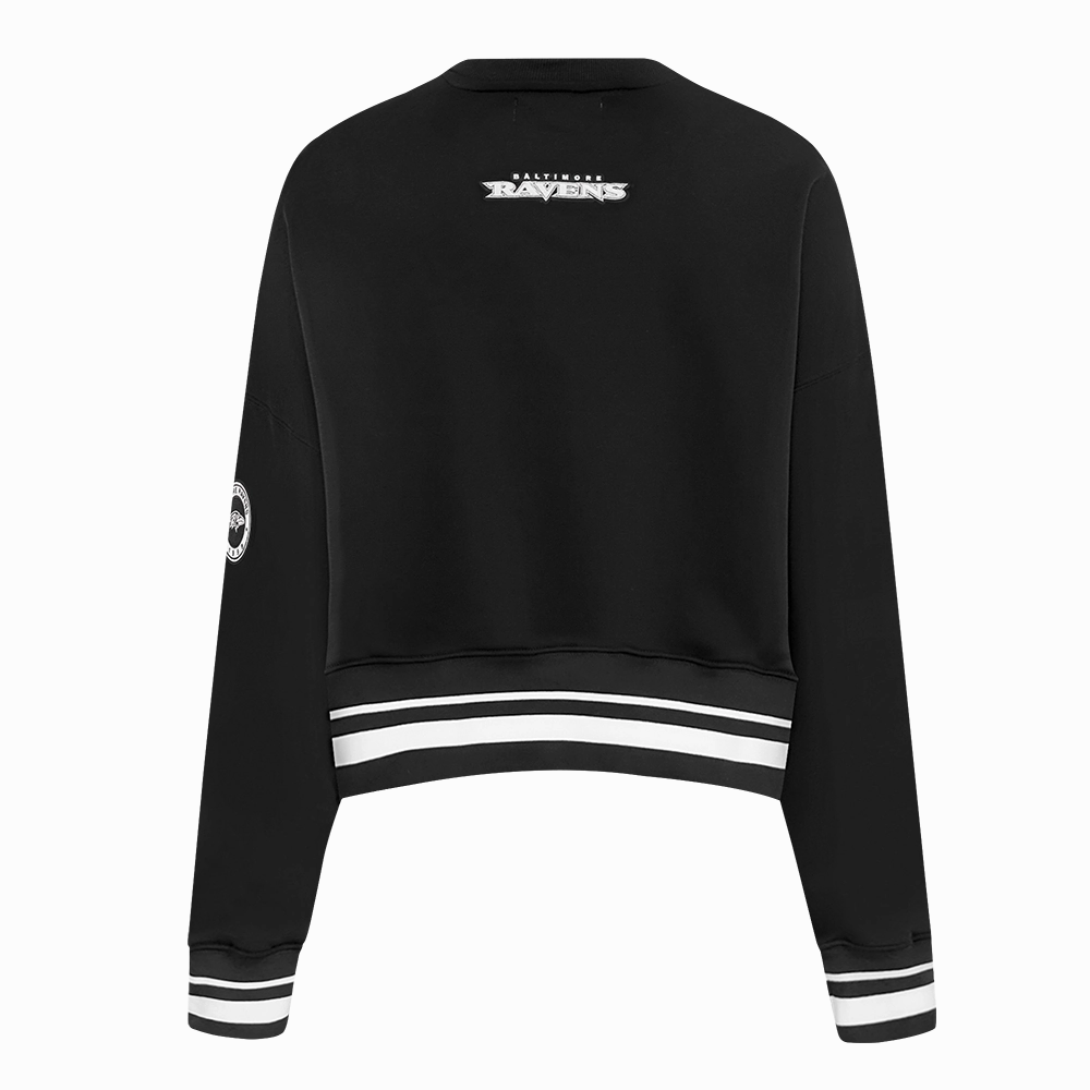 NFL BALTIMORE RAVENS PEARLS WOMEN'S RIB FLEECE CREWNECK (BLACK)