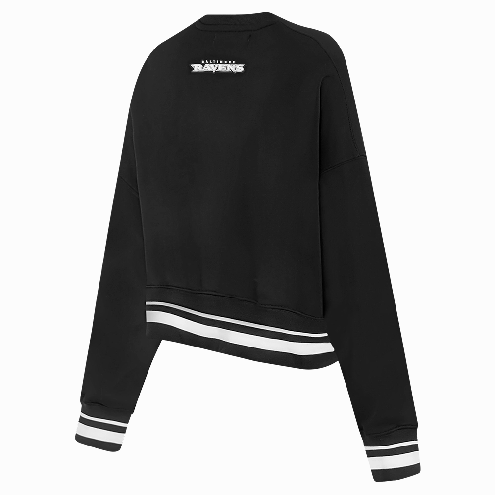 NFL BALTIMORE RAVENS PEARLS WOMEN'S RIB FLEECE CREWNECK (BLACK)