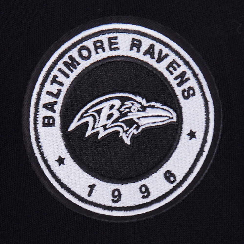 NFL BALTIMORE RAVENS PEARLS WOMEN'S RIB FLEECE CREWNECK (BLACK)