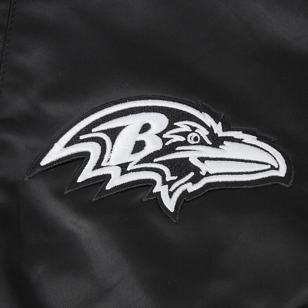 NFL BALTIMORE RAVENS PEARLS WOMEN'S RIB SATIN JACKET (BLACK)