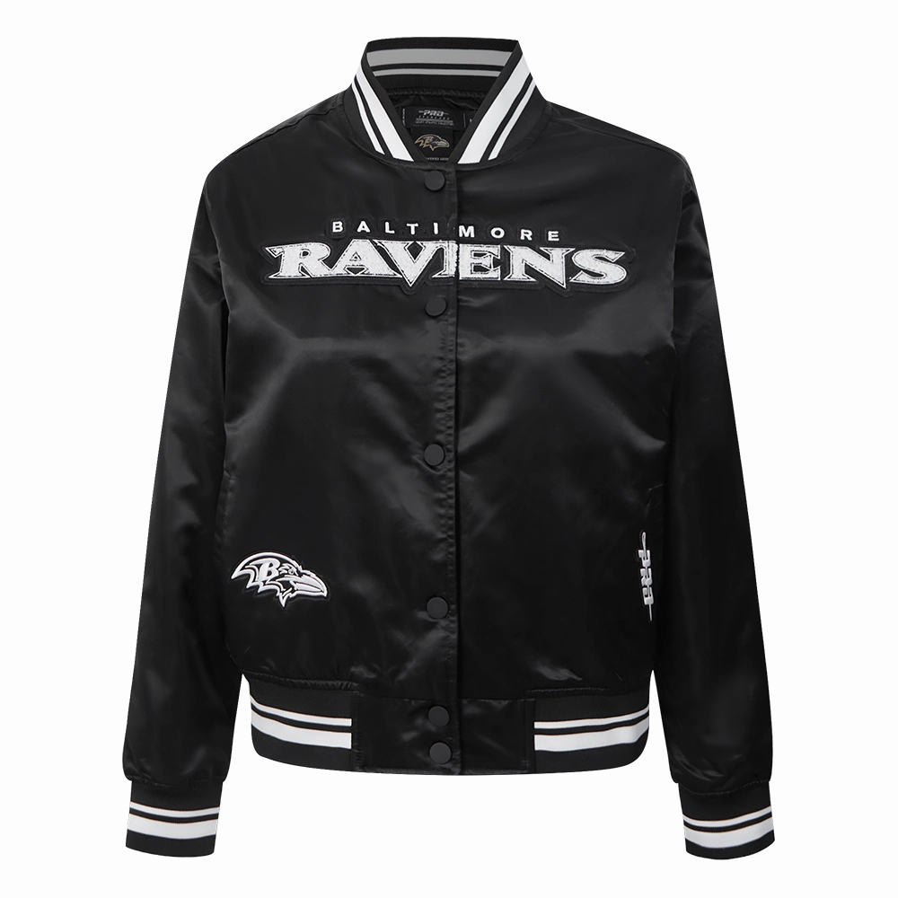 NFL BALTIMORE RAVENS PEARLS WOMEN'S RIB SATIN JACKET (BLACK)