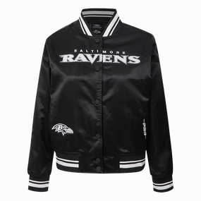 NFL BALTIMORE RAVENS PEARLS WOMEN'S RIB SATIN JACKET (BLACK)