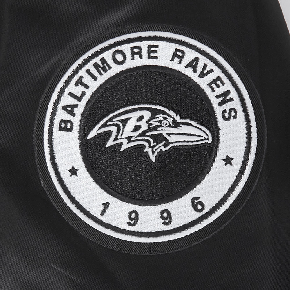 NFL BALTIMORE RAVENS PEARLS WOMEN'S RIB SATIN JACKET (BLACK)
