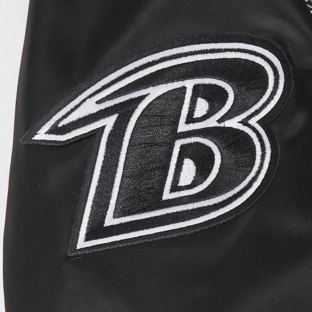 NFL BALTIMORE RAVENS PEARLS WOMEN'S RIB SATIN JACKET (BLACK)