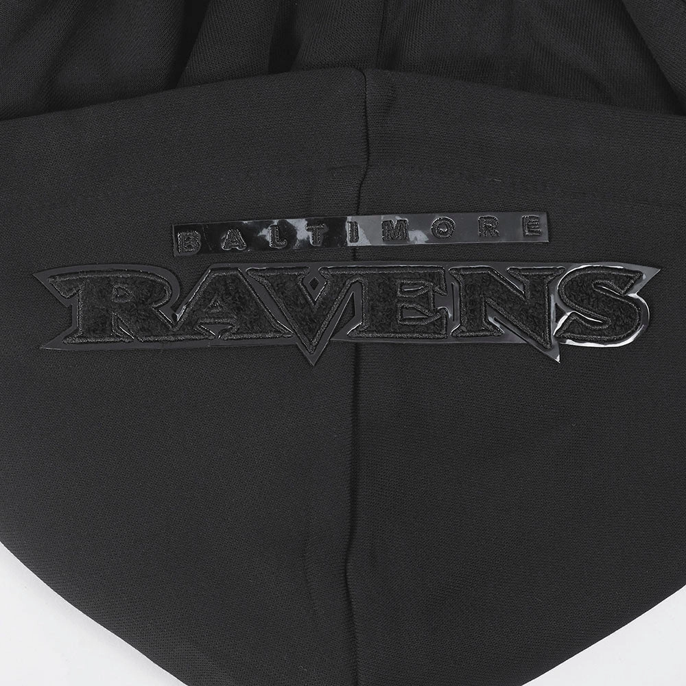NFL BALTIMORE RAVENS TRIPLE BLACK WOMEN'S FLEECE PULLOVER HOODIE (TRIPLE BLACK WOMEN'S)