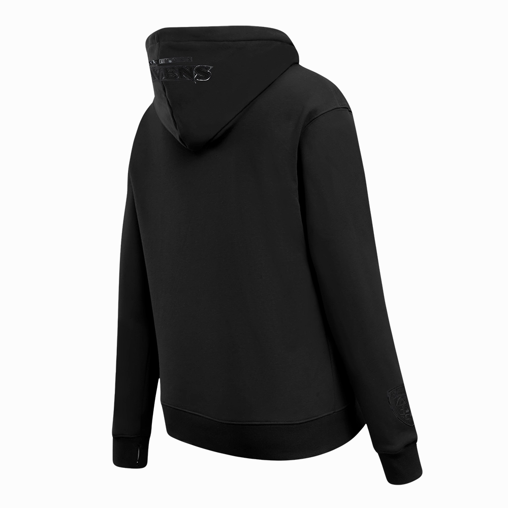 NFL BALTIMORE RAVENS TRIPLE BLACK WOMEN'S FLEECE PULLOVER HOODIE (TRIPLE BLACK WOMEN'S)