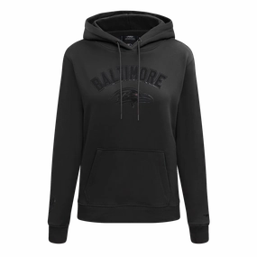 NFL BALTIMORE RAVENS TRIPLE BLACK WOMEN'S FLEECE PULLOVER HOODIE (TRIPLE BLACK WOMEN'S)